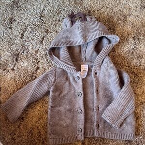 Carter's Gray Knit Baby Hoodie with Ears